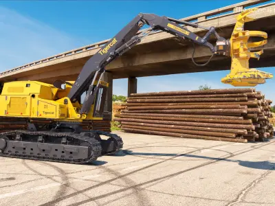 Tigercat 855D Tracked Feller Buncher Dirty 3D model