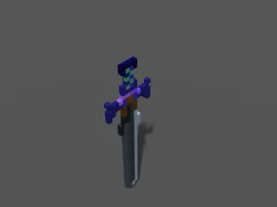 Voxel Master Sword Free low-poly 3D model