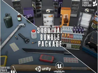 Survival Bundle Package Low-poly 3D model