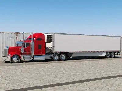 Truck 6X4 With Trailer 3D model