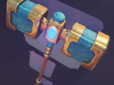 Game ready stylised hammer prop Low-poly 3D model