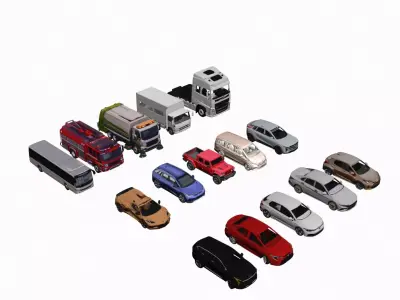 2026 low poly Mercedes Volkswagen Hyundai Chevrolet Toyota Isuzu Low-poly 3D model
