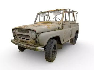 UAZ 469 wreck 01 Free 3D model