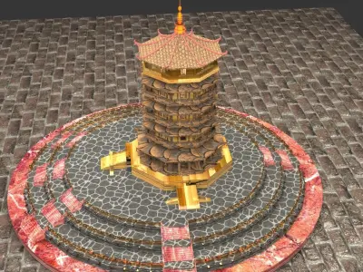 Chinese ancient  tower  3D model purchase