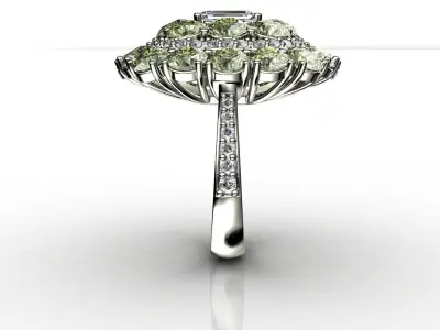 Antique Vintage Diamond Cluster Ring 3D print model