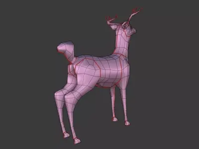wild deer or christmas deer Low-poly 3D model