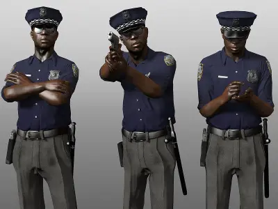 StreetCop police officer wearing sunglasses Low-poly 3D model
