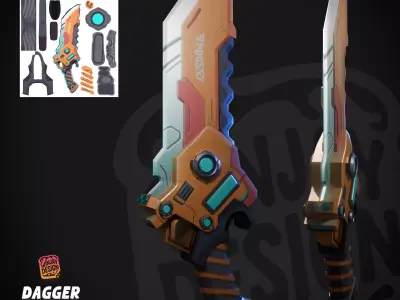 FREE Dagger - Game asset Low poly AI texture - Free 3D model Free low-poly 3D model