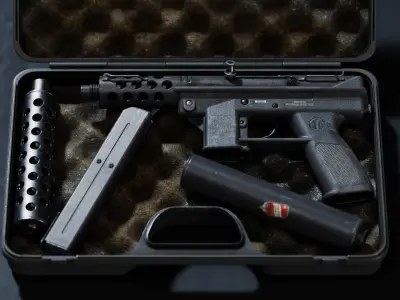 Tec-9 with full internals Low-poly 3D model