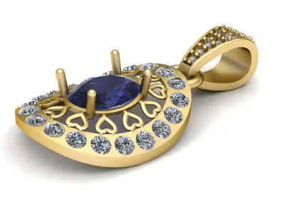 ANTIQUE BLUE SAPPHIRE PENDANT 3D PRINTABLE MODEL 3D print model