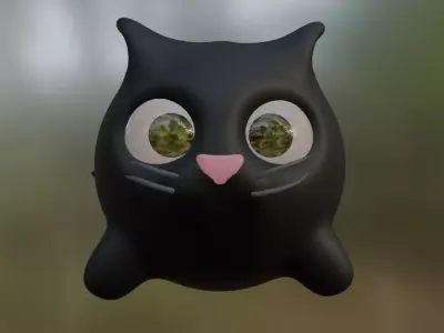 Little black cat Low-poly 3D model