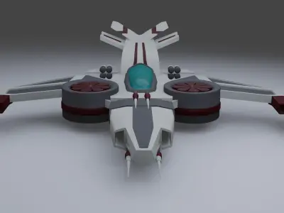 Spaceship - Interceptor Low-poly 3D model