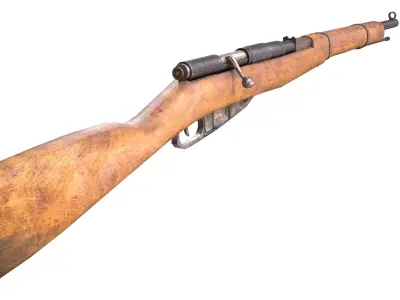 Vintage M91 Carcano Style Vintage Rifle Mid-Poly 3D Model Free low-poly 3D model