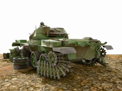 destroyed tank Low-poly 3D model by unityking24