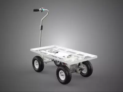 ELECTRIC FLATBED METAL MESH GRID NET PLATFORM TROLLEY CART WAGON 3D model