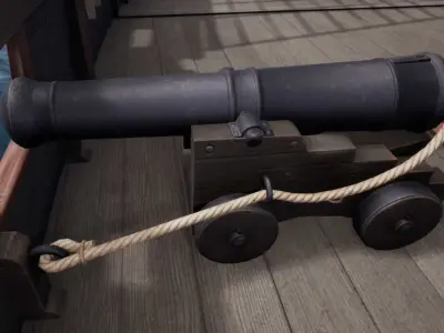 Ship Cannon Free low-poly 3D model