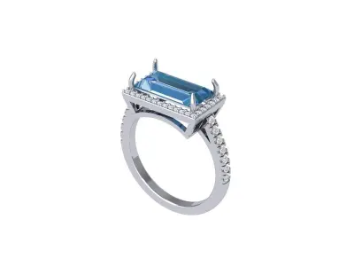 Baguette Solitaire Ring  3D print model