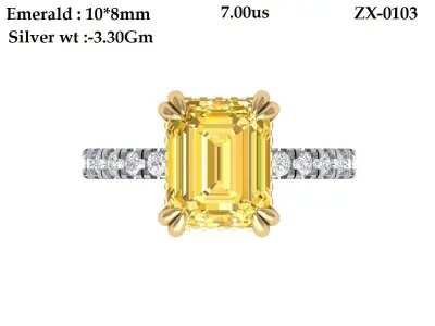 Emerald Solitaire Ring 3D print model 27