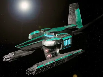 spaceship warrior atack Low poly Low-poly 3D model