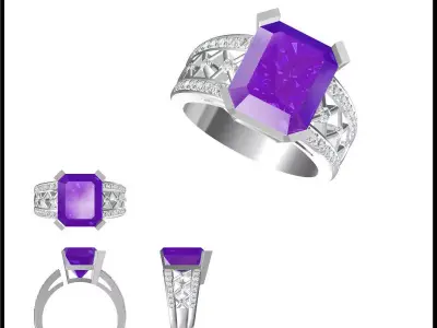 JCD Format Antique color stone rings jewelcad 3D print model