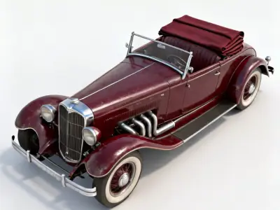Realistic 30s Vintage Roadster 3d model Low-poly 3D model