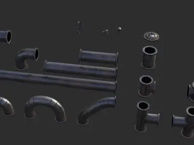 Old Metallic Pipes Low-poly 3D model