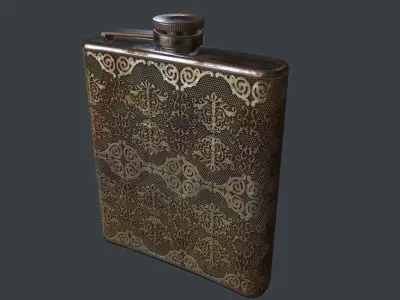 OldFlask ornate flask Low-poly 3D model