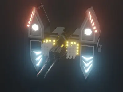 spaceship with lights 3D model