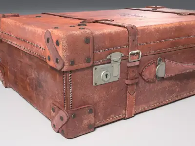 Old Leather Suitcase 3D model