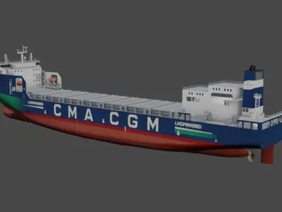 LNG dual-fuel CMA CGM container ship 3d model Low-poly 3D model