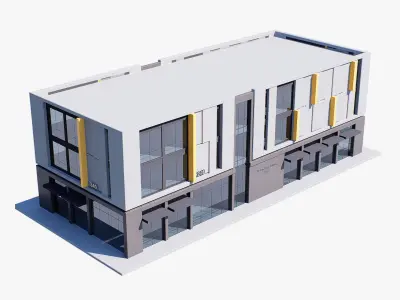 Commercial building Low-poly 3D model 11