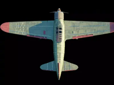 Aircraft Mitsubishi A6 Low-poly 3D model