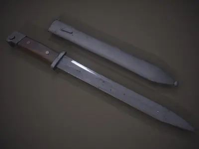 Rusty Mauser 98K bayonet Low-poly 3D model