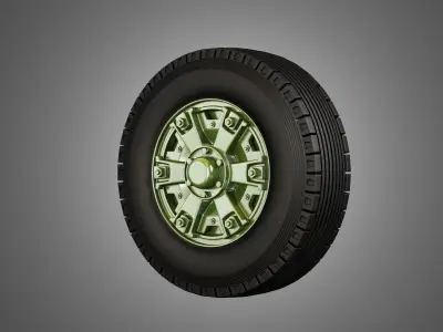 Trucks Tires and Dayton Style Rims with 6 Spoks 3D model