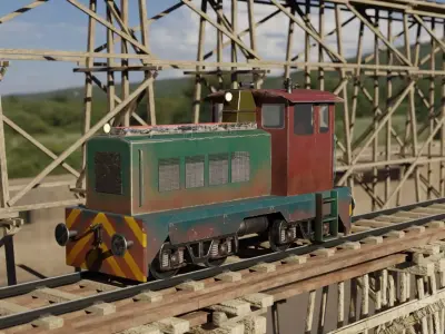 Railway Bridge 3D models complete of locomotive 3D model