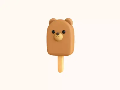 LowPoly Kawaii Bear Ice Cream Low-poly 3D model