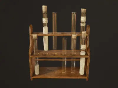 Test Tube Rack - PBR Game Ready Low-poly 3D model