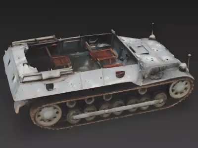 WWII German Half-Track Wreck 3D Model 3D Model Low-poly 3D model