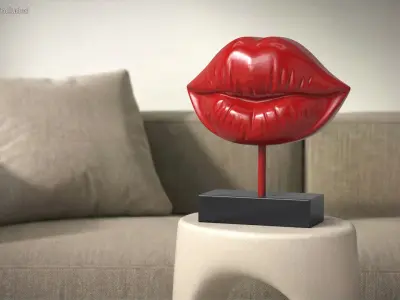  Modern Lips Art Sculpture Red 