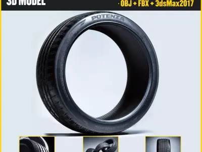 Bridgestone Potenza S007 Low-poly 3D model