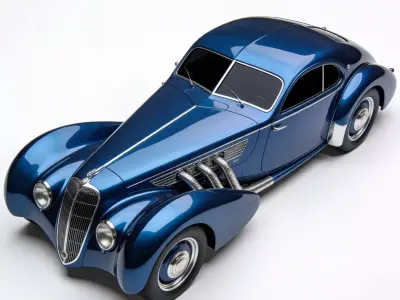 Realistic 30s Aerodynamic Luxury Coupe 3d model Low-poly 3D model