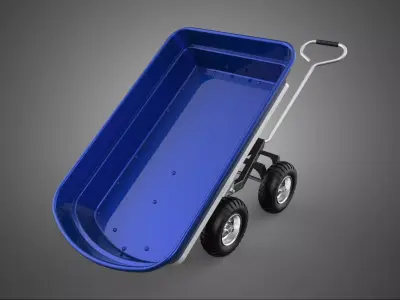 DURABLE BLUE TILT BIN DUMPER CART TROLLEY WHEELBARROW WAGON FARM 3D model
