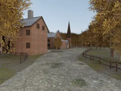 Autumn Village In The Mountains 3D model