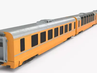 Three-Car Passenger Train with First and Second Class Simplified 3D model