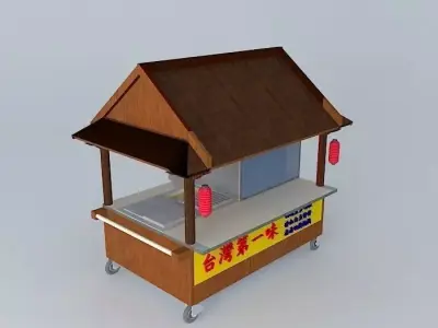 A Taiwanese noodles snack cart with roof Free 3D model