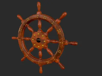 Shipwheel wooden ship wheel Free low-poly 3D model