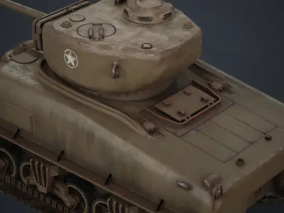 WWII M4 Sherman IIA  Low-poly 3D model