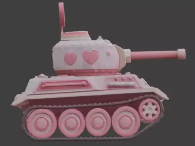 Stylized Valentine Battle Tank 3D Model Low-poly 3D model