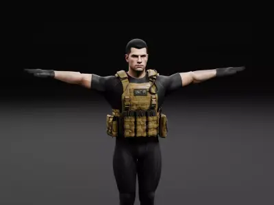 Modular Tactical Soldier  Game Ready And Rigged Low-poly 3D model