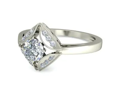 Solitaire Engagement Art Deco Ring 3D print model 35